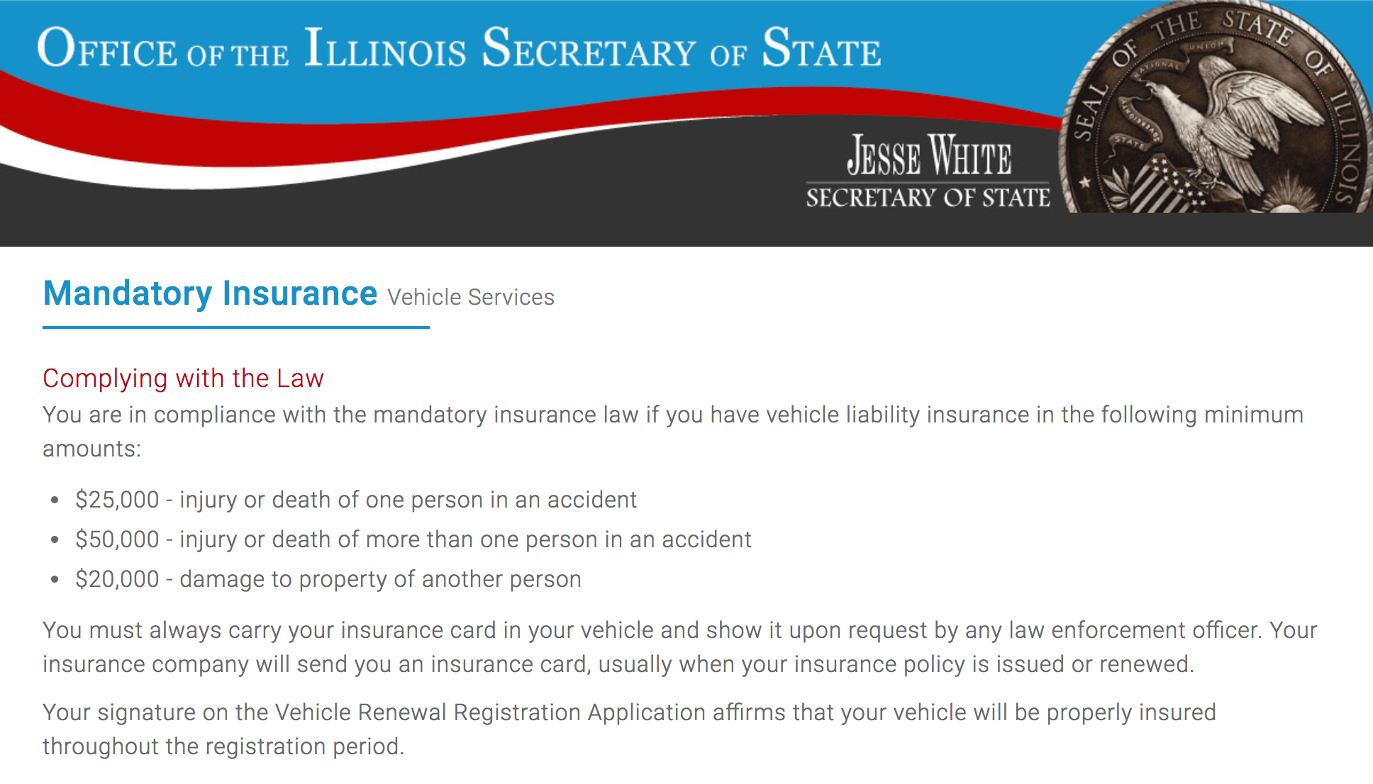 minimum car insurance coverage dmv illinois